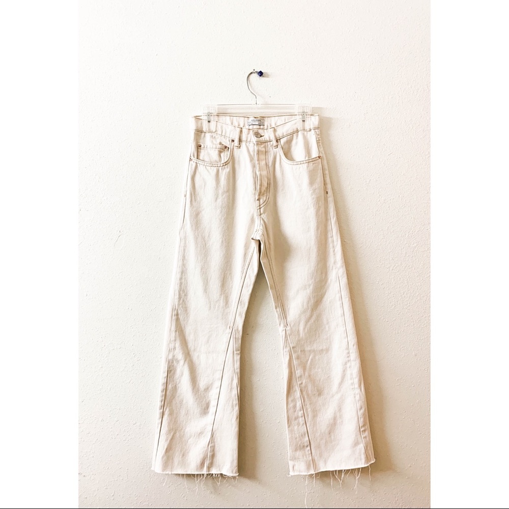 ZARA cream bell bottom jeans